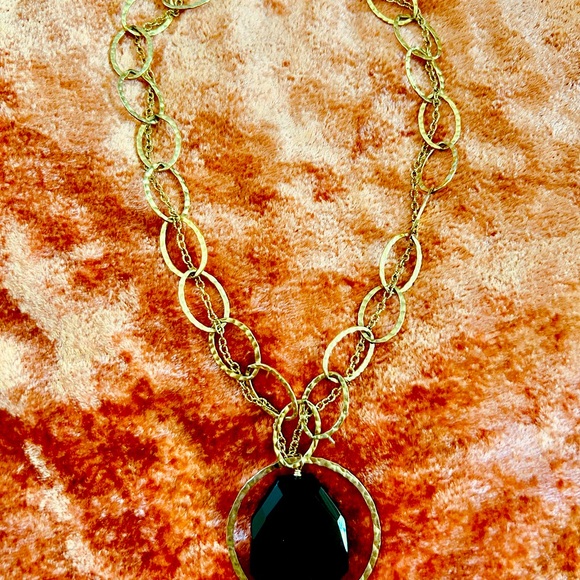 🤩 Stunning 🤩 Handcrafted semiprecious stone hematite/gold link necklace!! - Picture 2 of 6